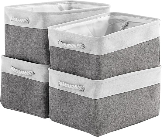 Storage Basket 16x12x8 inch Fabric Sturdy Canvas Storage Bins Organizer with Handles for Clothes and Storage Foldable Storage Boxes Cubes