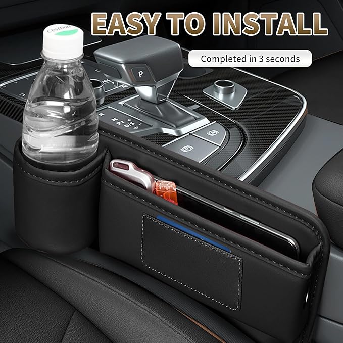 Kwak's 2 Pack Car Seat Gap Filler Organizer, Multifunctional Universal Storage box with Cup Holder for Phone, Glasses (Red)