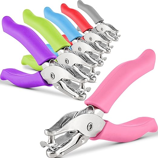 Emraw (24 Pack) Premium Single Hole Paper Punch Cushion Grip Heavy Duty Hole Puncher for Greeting Cards Scrapbook Notebook Puncher Craft Paper Hand Tool