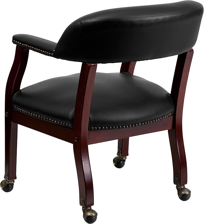 EMMA + OLIVER Black Vinyl Luxurious Conference Chair with Casters
