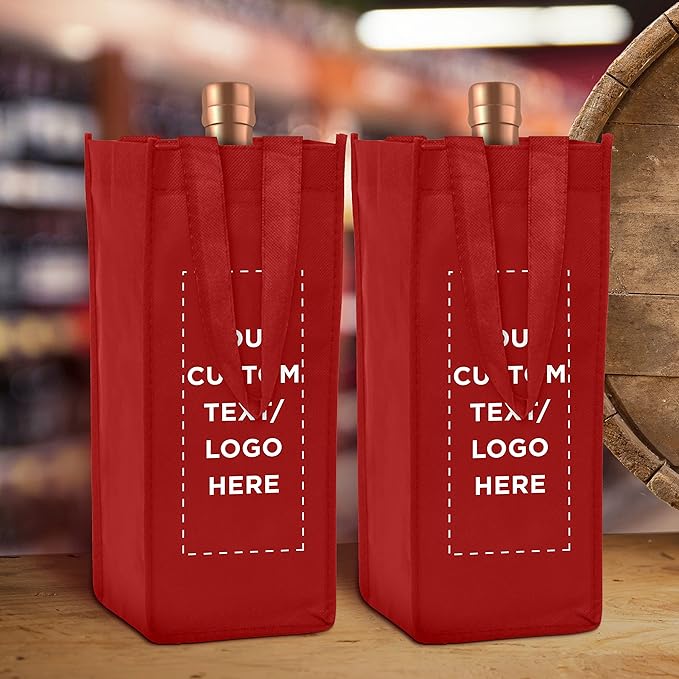 DISCOUNT PROMOS Non-Woven Vineyard Two Bottle Wine Bags