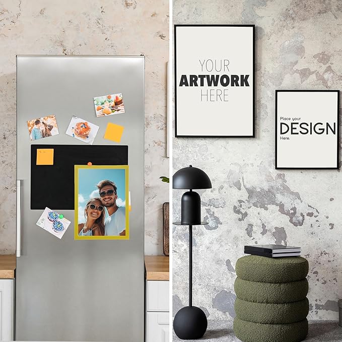 uxcell 6 Pcs Magnetic Sign Holder, 8.3" x 11.7" Self-Adhesive Magnetic Wall Signs Holder Magnetic Picture Frame Document Holder for Home Office Wall Window Displays, Yellow