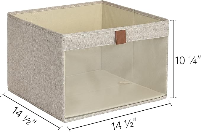 StorageWorks Closet Storage Bins, Extra Large Storage Baskets with Clear Window and Handles, Foldable Fabric Organizer for Clothes, Shelves, Brown and Beige, 3 Pack