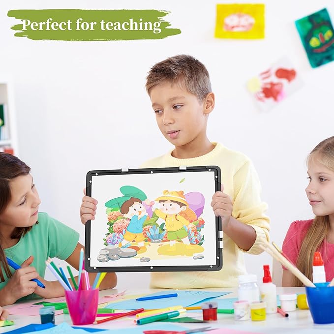 Dry Erase Calendar White Board for Wall, Polegas 17" X 13" Magnetic Whiteboard Dry Erase Cork Board Combination, Small Wall Monthly Double Sided Boards Student, Home, Office (Black)