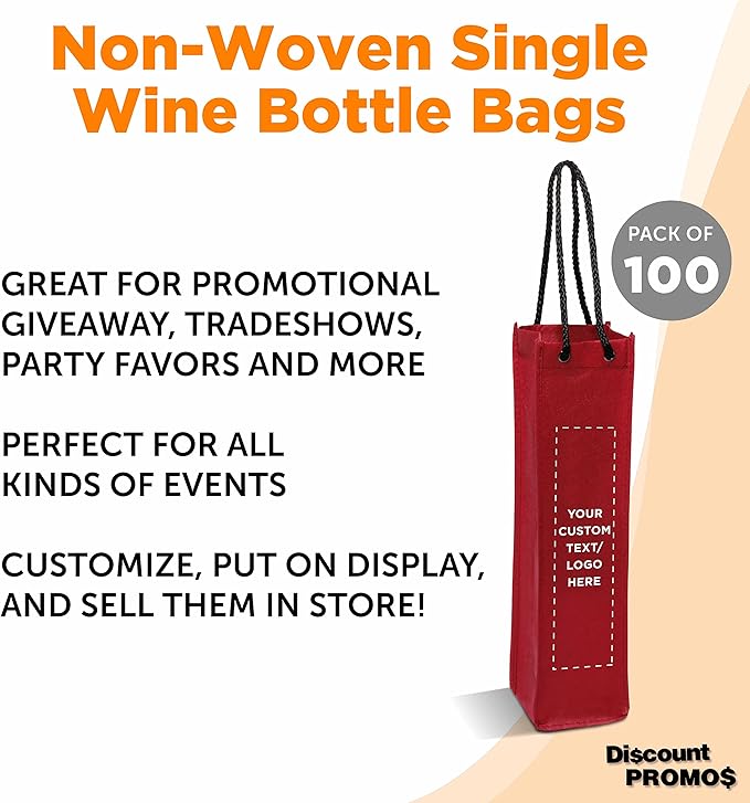 DISCOUNT PROMOS Non-Woven Vineyard Two Bottle Wine Bags
