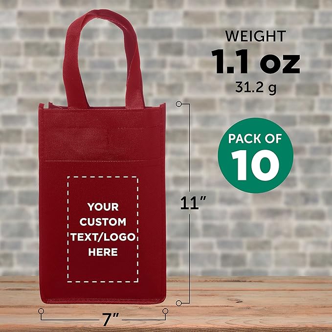 DISCOUNT PROMOS Non-Woven Vineyard Two Bottle Wine Bags