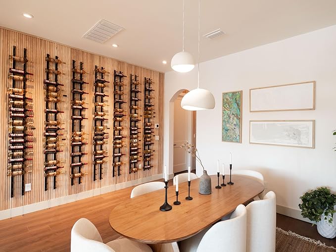 Ultra Wine Racks Wall Mounted Label-Out Wine Racks (2 Feet 2 Deep, Matte Black, 12 Wine Bottles) - Modern Metal Wine Storage, for Home Bar, Kitchen, Dining Rooms, & Wine Cellars