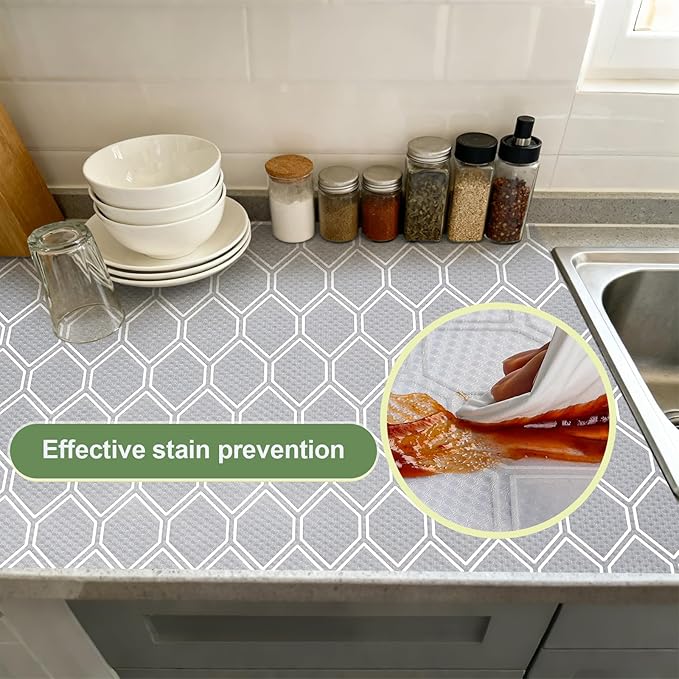 Shelf Liner, Refragerator Drawer Liners for Kitchen Cabinets, Waterproof Bathroom Sink Mat No Slip Cupboard Liners Non Adhesive Fridge Liner Roll - Clear 17.5"×78.7"