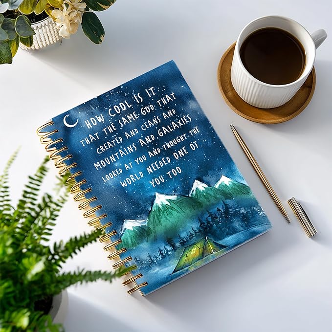 Bible Notebook, A5 Spiral Christian Journal with Floral Pink Butterfly Notebook, Bible Verse-How Cool Is It That the Same God, Inspirational Notebooks for Women, Bible Study, Gift for Birthday Christmas, Office Supplies (Green)