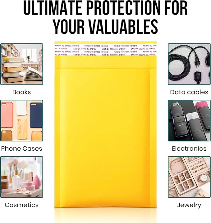 Levex - #1 7.25" x 12 [50 Pack) Kraft Bubble Mailers, Padded Envelope Mailers, Packing Envelope & Mailing Bags for Shipping