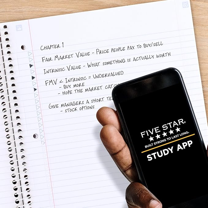 Five Star Spiral Notebook + Study App, 1 Subject, College Ruled Paper, 8-1/2" x 11", 80 Sheets, Fights Ink Bleed, Water Resistant Cover, Soft Petals Harvest (820442F-ECM)