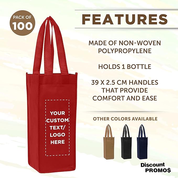 DISCOUNT PROMOS Non-Woven Vineyard Two Bottle Wine Bags