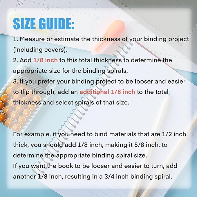 TOTiyea 100 Pack Plastic Spiral Binding Coils,16mm(5/8") Binding Spirals,140 Sheet Capacity,4:1 Pitch, Black