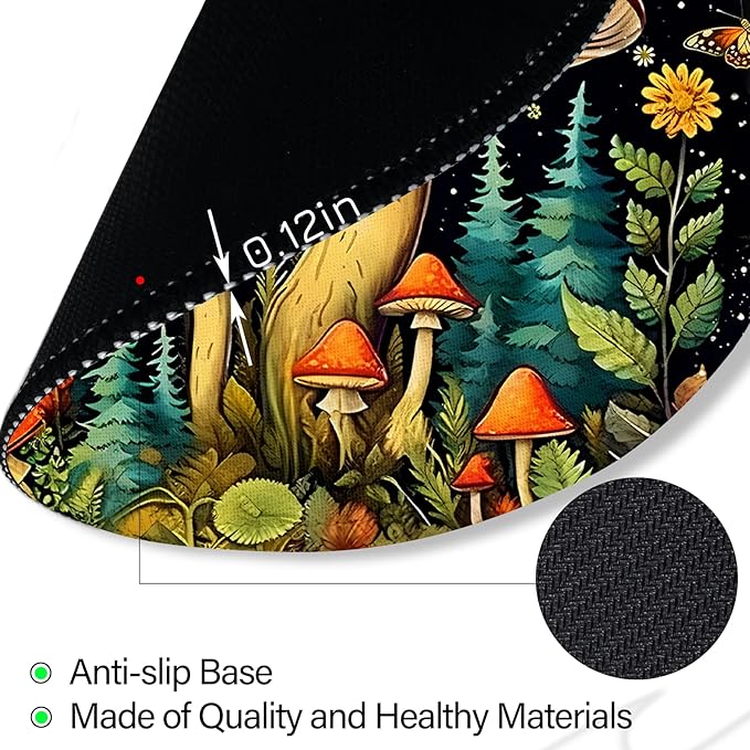 Mushroom Mouse Pad, Round Mouse Pads for Desk, Small Mini Travel Mousepad with Non-Slip Rubber Base for Work Wireless Computer Laptop, Cute Office Desk Accessories, 8.6 x 8.6 inch