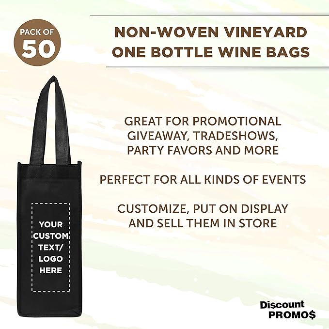 DISCOUNT PROMOS Non-Woven Vineyard Two Bottle Wine Bags