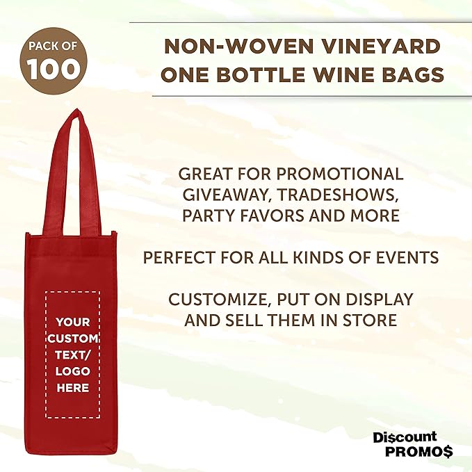 DISCOUNT PROMOS Non-Woven Vineyard Two Bottle Wine Bags