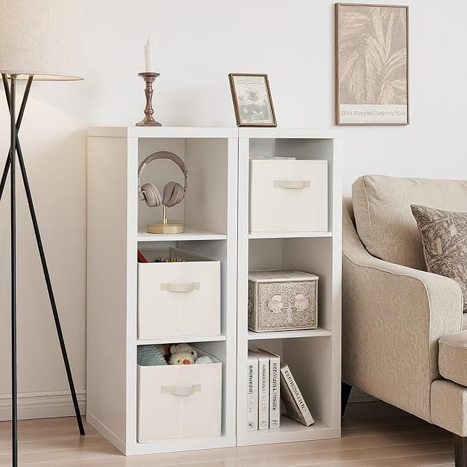 StorageWorks Storage Baskets for Shelves, Foldable Fabric Closet Storage Bins with Handles, Fabric Storage Bins Clothes Organizer, Beige, 3-Pack, Extra Large