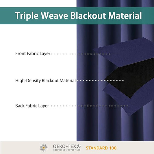 BONZER Room Divider Curtain Total Privacy Wall Extra Wide Thermal Insulated Blackout Curtains for Slide Window, 96L x 150W Inch (8L x 12.5W ft), 1 Panel, Navy