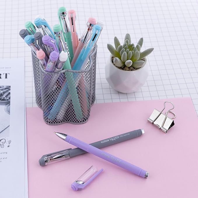 BAZIC Oil Gel Fuse Tech Ink Pen, GR8 Dazzle Black Ink w/Rubberized Barrel, 0.7 mm Medium Point Smooth Writing (3/Pack), 144-Packs