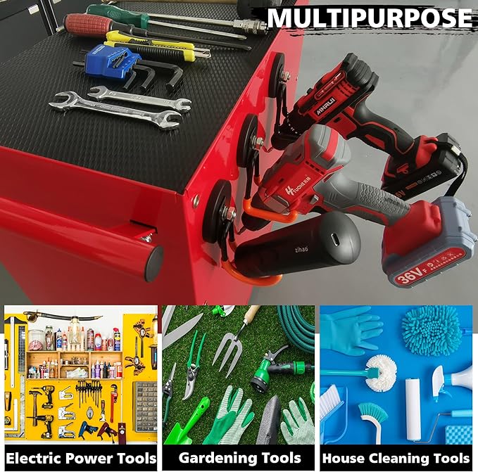 ULIBERMAGNET Garage Strong Magnetic Hooks, 2 Pack Black Heavy Duty Large J Hooks with Magnet, Anti-Slip Coating Magnet Hooks for Garden Tools, Ropes,Drill