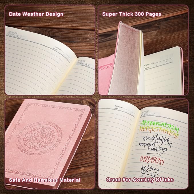 2025 Leather Vintage Journal Notebook,300 Pages,Leather Softcover Lined Journal Notebooks for Women Men,Notebook Journals for Writing Travel,Business,Office,7.1'' X 9.8''