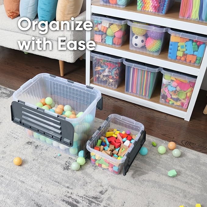 Superio Storage Bins with Lids, Clear Plastic Containers for Organizing, Stackable Totes, BPA Free, Odor Free, Organizer Boxes for Home, and Dorm, 17 Quart (2 Pack, 15"x10"x10.25")