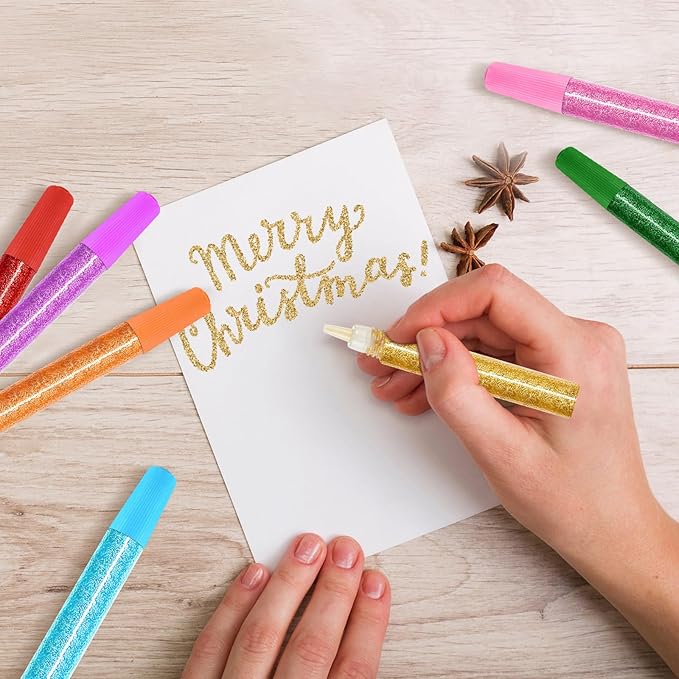 72 Pcs Glitter Glue Pens Bulk 18 Colors Crafts Pens Stick Glitter Glue for Crafts School Gifts Supplies for DIY Arts, Projects Scrapbooking, Cards(6 ml)