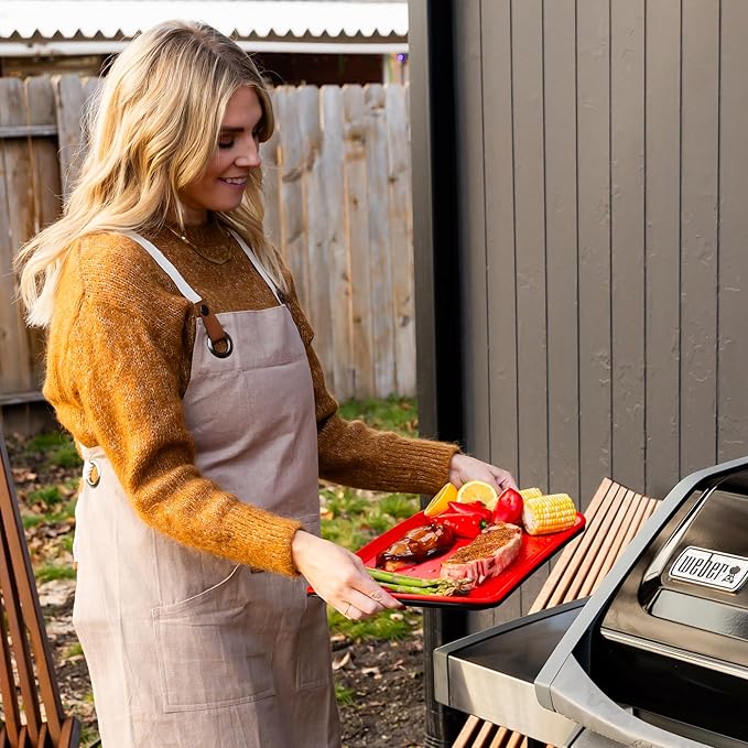 BLAZIN' GRILL Prep and Serve Trays | Set of 2 Stackable, Melamine Trays | Serving Tray & Marinating Tray | Serving Platter for Plating Food & BBQ Prep Tub for Marinating Meats | Grill Accessories |