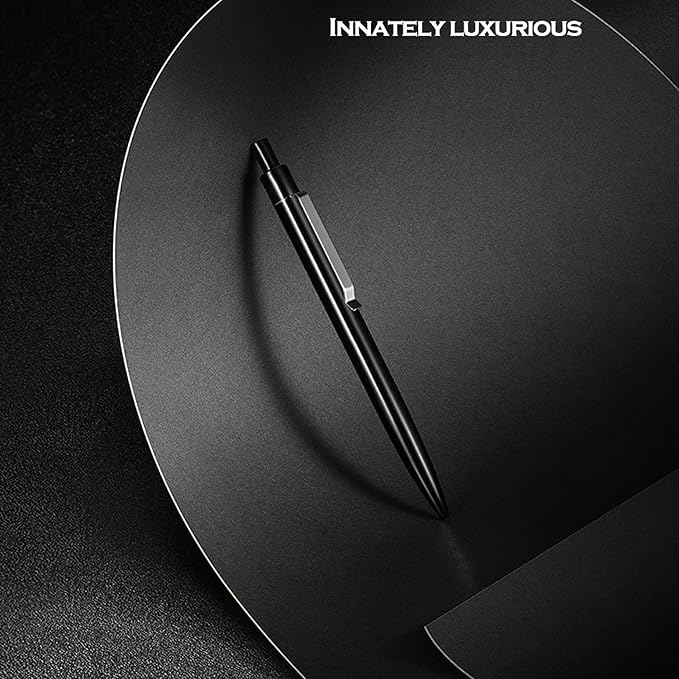 DUNBONG Black Metal Gel Pen, Gel Ink Ballpoint Pen, Black Ink, 0.5mm Retractable Ink Pen (Black)