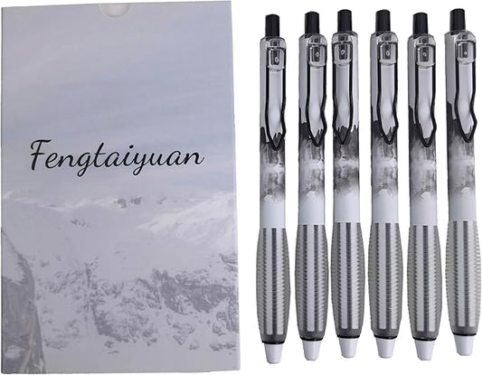 Fengtaiyuan GRB05P6 Silent Press Neutral Pen - Black Ink, 0.5mm Bullet Head, Smooth Writing, 6 Count (Black05P6)