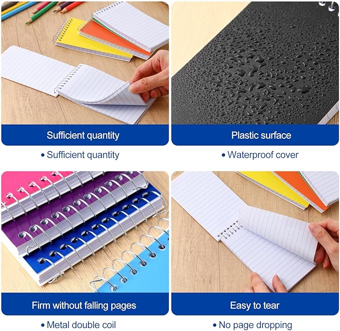 24 Pcs Small Pocket Notebooks 3 x 5 Inch Mini Memo Spiral Notepads Top Bound College Ruled Lined Note Pads for Back School Office Journaling Noting, 75 Sheets/Pad (Rainbow)