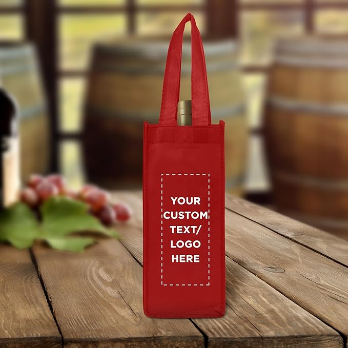DISCOUNT PROMOS Non-Woven Vineyard Two Bottle Wine Bags