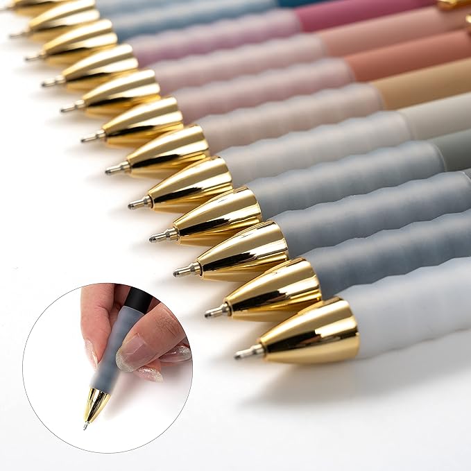 Linbsunne Ballpoint Pens Black Medium Point 1mm Pen with Super Soft Grip Ball Point Pen for Men Women Retractable Pens