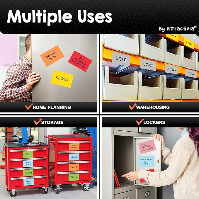 Dry Erase Magnetic Labels 5.6 x 3.7 in, Solid Colors, Large Dry Erase Magnets, 36-Pack, Colored Erasable Write-On All-Purpose Labels, for Office, Education, Home, Whiteboard