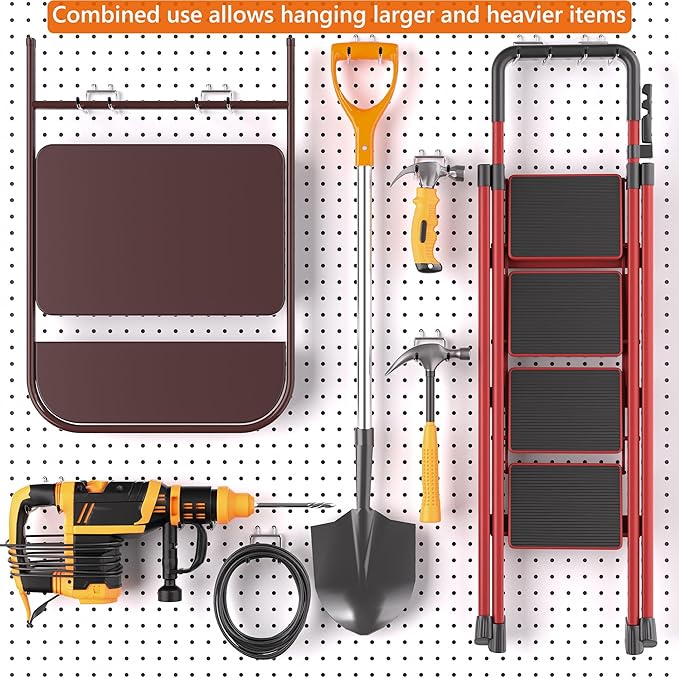 FRIMOONY Heavy Duty Pegboard Hooks 30 Pack, 4 Inch Long, Fitting 1/4 Inch Pegboard Holes, Silver Metal Garage Workshop Shed Organizer