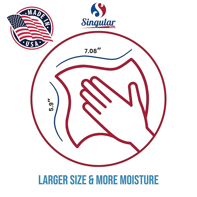 Hand Sanitizing Wipes Travel Size by Singular Wipes –100ct Individually Wrapped | Fragrance-Free, Moisturizing, 70% Isopropyl Alcohol Wipes | Travel, Home, Office, Daily Use | Made in USA