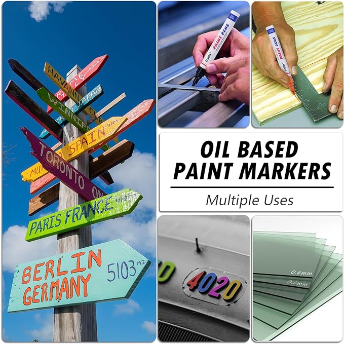 Yellow Paint Markers, 2 Pack Oil-Based Waterproof Quick Dry Permanent Paint Pen Set for Rocks Painting, Wood, Fabric, Plastic, Canvas, Glass, Mugs, Metal, Tire, Stone, DIY Craft