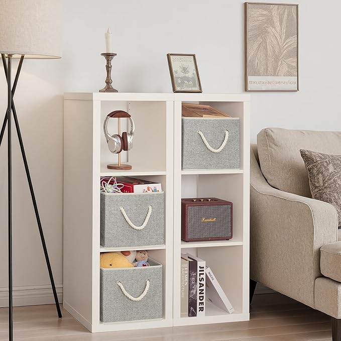 StorageWorks Storage Baskets for Shelves, Foldable Fabric Closet Storage Bins with Handles, Fabric Storage Bins Clothes Organizer, Gray, 3-Pack, Extra Large