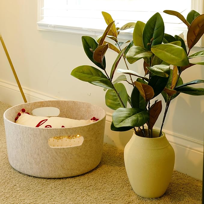 Welaxy Storage basket organizer bins bucket shelf baskets for magazine books kids toys pet toy junk organize (Oatmeal)