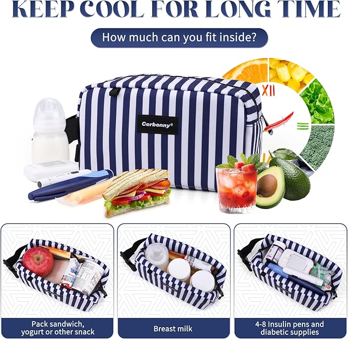 Freezable Lunch Bag,Freezable Snack Bag,Mini Cooler Bag for Travel/Work/School,Small Insulated Bag,Small Cooler Lunch Box with Ice Packs,Insulated Snack Bag,Freezable Snack Box with Handle Buckle