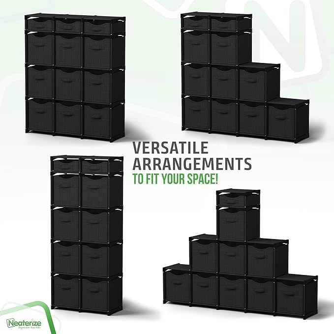 12 Cube Closet Organizers And Storage | Includes All Storage Cube Bins | Easy To Assemble Closet Storage Unit With Drawers | Room Organizer For Clothes, Baby Closet Bedroom, Playroom, Dorm (Black)
