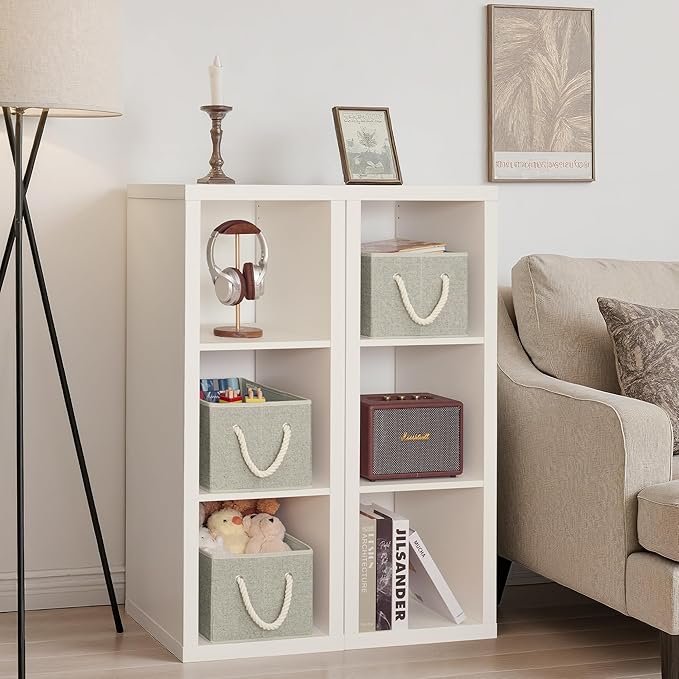 StorageWorks Storage Baskets for Shelves, Foldable Fabric Closet Storage Bins with Handles, Fabric Storage Bins Clothes Organizer, Gray, 3-Pack, Large