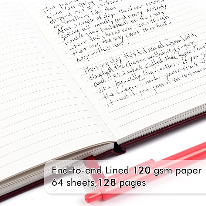 feela 5 Pack Journal Notebook Bulk for School, Hardcover Business Notebooks Classic Ruled Lined Journals with Pen Holder for Work Note Taking, with 5 Black Pens, 120 GSM, 5.1”x8.3”, A5, Wine