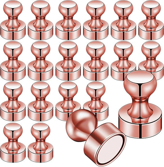 LOVIMAG 20 PCS Refrigerator Magnets, Rose Gold Fridge Magnet Strong Magnets for Whiteboard, Small Neodymium Magnetic Ideal for Push Pin, Office, Classroom, Map