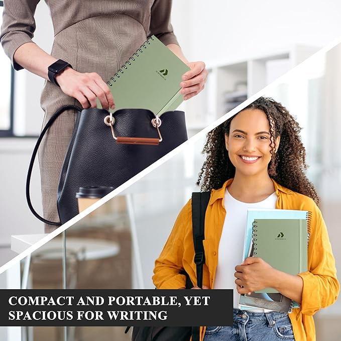 Lined Spiral Notebook Journal For Women & Men - A5 Notebook 170 Pages, Hardcover Journals for Writing & Note Taking, College Ruled Notebook for Work - Green