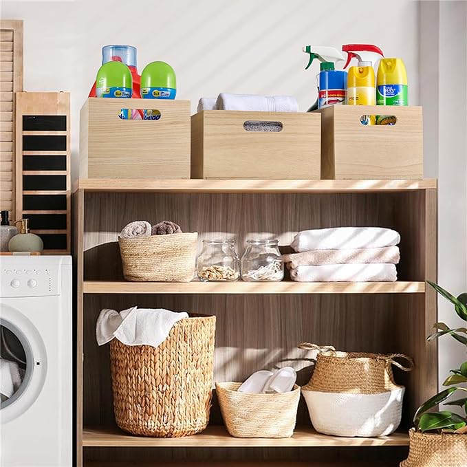 Sorbus Unfinished Wood Crates - Organizer Bins, Wooden Box for Pantry, Closet, Arts & Crafts, Cabinet Organizers, Containers (4 Pack)