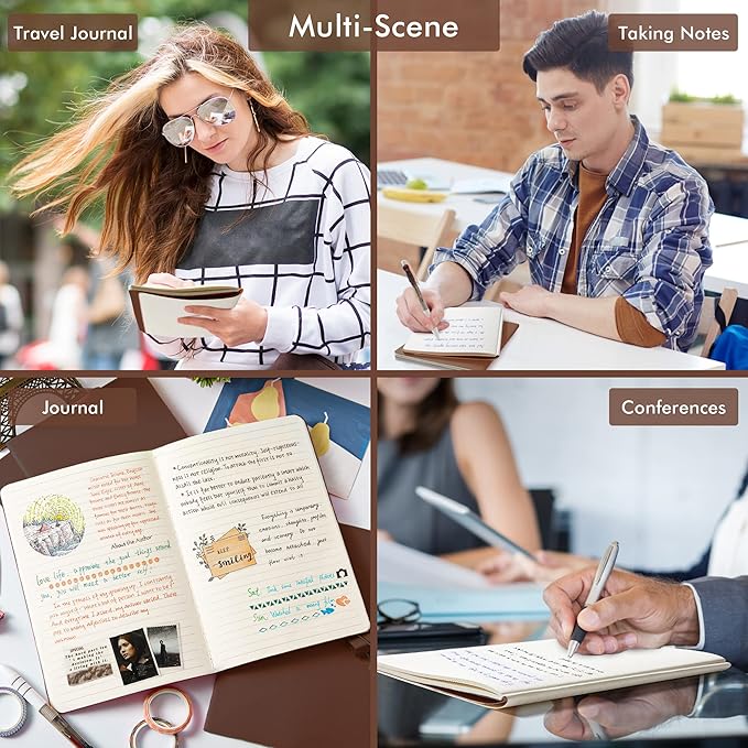 feela 16 Pack Soft Cover Journal Bulk, Lined Notebooks College Ruled for Work for Women Girl Writing, Blank Travel Journal Note Taking Notebook School Business Supplies, 8.2” x 5.5”, A5, Brown