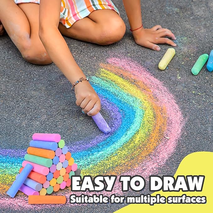 180PCS Sidewalk Chalks Set in 20 Colors, Non-Toxic, Washable Jumbo Outdoor Chalk for Kids, Pavement Chalk
