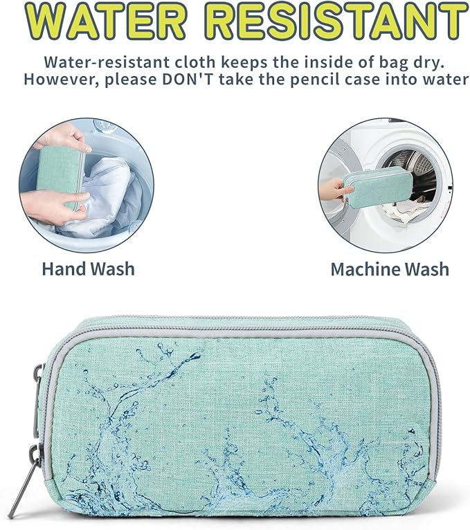 Della Gao Big Capacity Pencil Case, Durable Nylon Pencil Bag Aesthetic Pencil Pouch Travel Simple Stationery Bag Office Organizer Pen Bag for Women and Men - Green