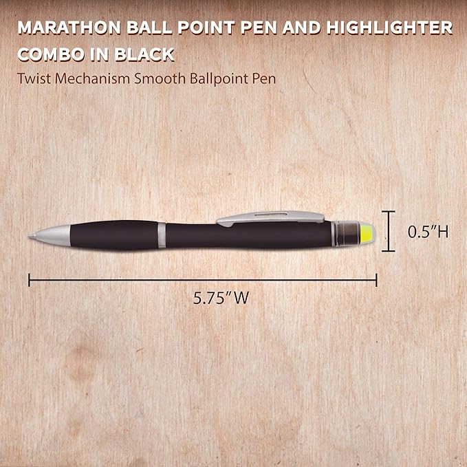 DISCOUNT PROMOS 10 Marathon Gel Highlighter Pens Pack - Twist Mechanism, Ballpoint - Black